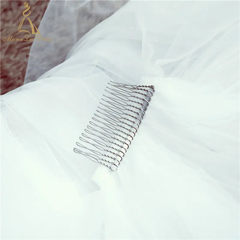 
3.5 M Tulle Two Layers Floral Small Appliques Flower Bridal Veils 2019 