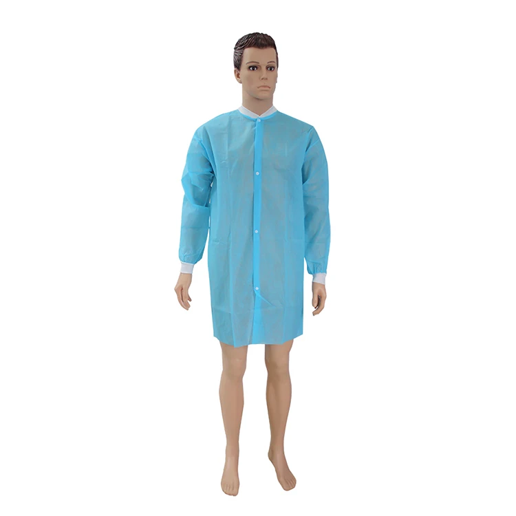 Disposable Lab Coat/ Visitor Clothes/ Lab Gown with Short Collar
