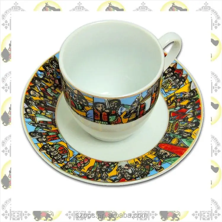 17pcs Ethiopian Ceramic Tea Set Queen Sheba tea cups set