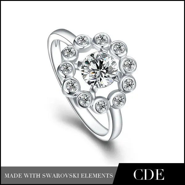 мода кристалла кольцо, циркон кольцо 925 серебряных ювелирных изделий сделано с элементами swarovski