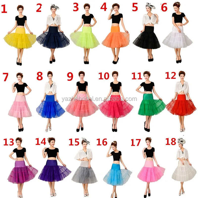 
18 Colors-Cheap Wholesale A-Line Short Petticoat Colorful Short Underskirt Knee Length Bridal Tulle Petticoats For Wedding Dress 