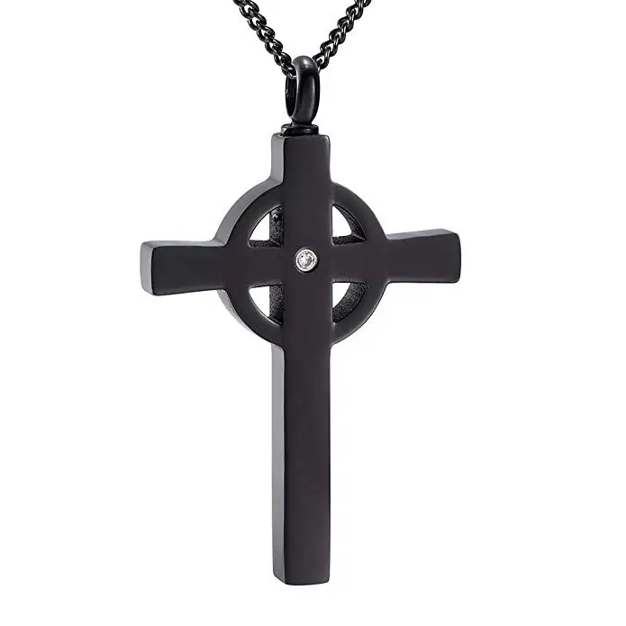 
Cremation Necklace Black Cross Ashes Urn Keepsake Pendant Ash Memorial Jewelry 