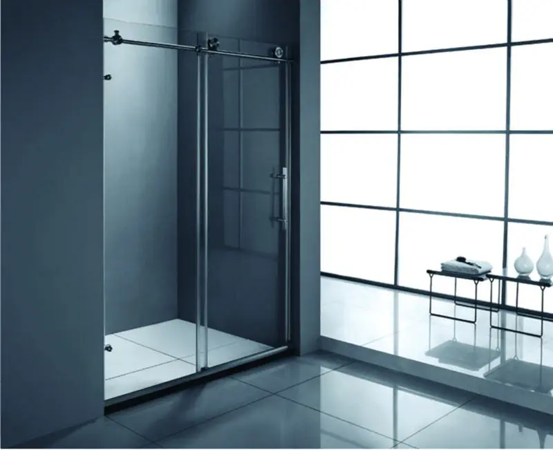 New Design SS304 Roller Line-shape Frameless Tempered Glass Sliding Barn Door With Hardware (KD8013)