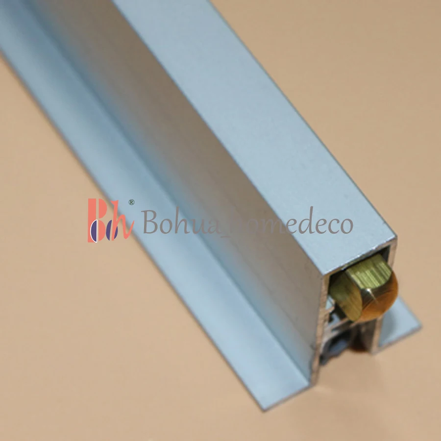 BH Wholesale Automatical Drop Down Bottom Door Seal U type Edge Sealing Bar Hidden Groove Aluminum Weatherstripping M011
