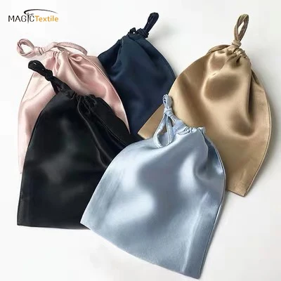 China Factory Pink colorful Gifts Organizer Bag Bowknot Jewellery Satin Pouch With Logo