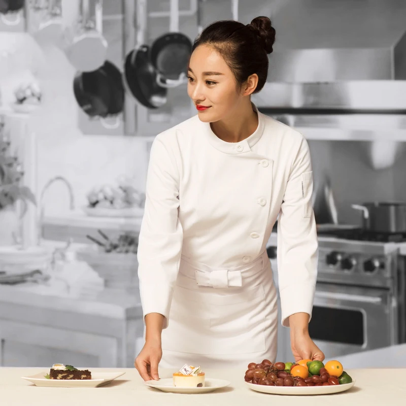 Wholesale custom logo Female chef uniform in Western restaurant Chef Jackets
