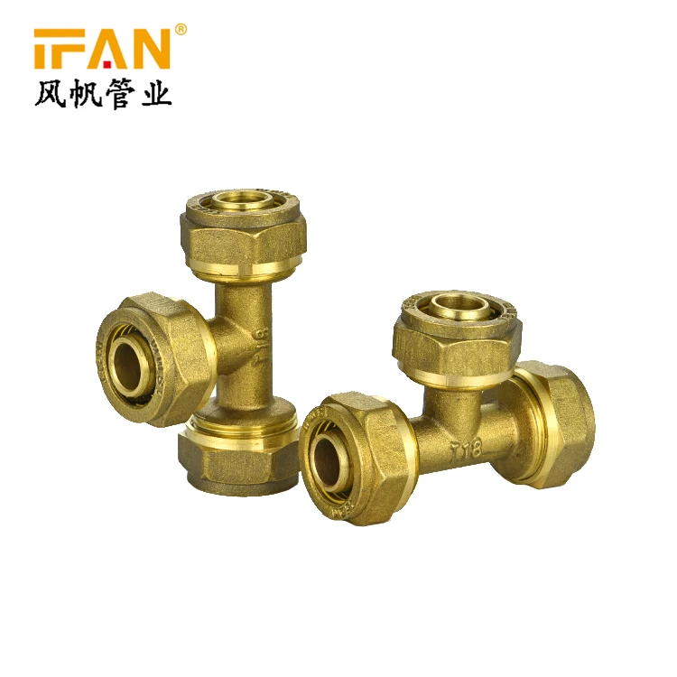 High Quality Wholesale PEX Fittings 16mm 18mm 20mm Brass Tee for PEX Pipe