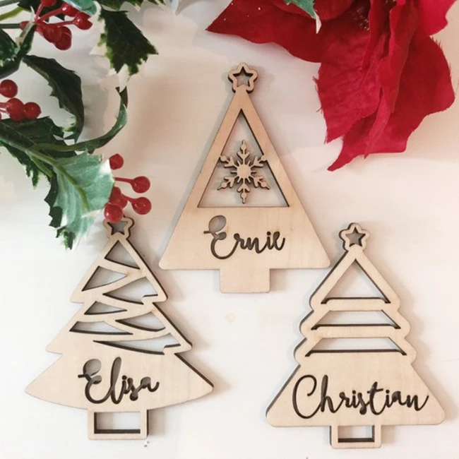 Christmas tree decor laser cut wood christmas ornament for home decor