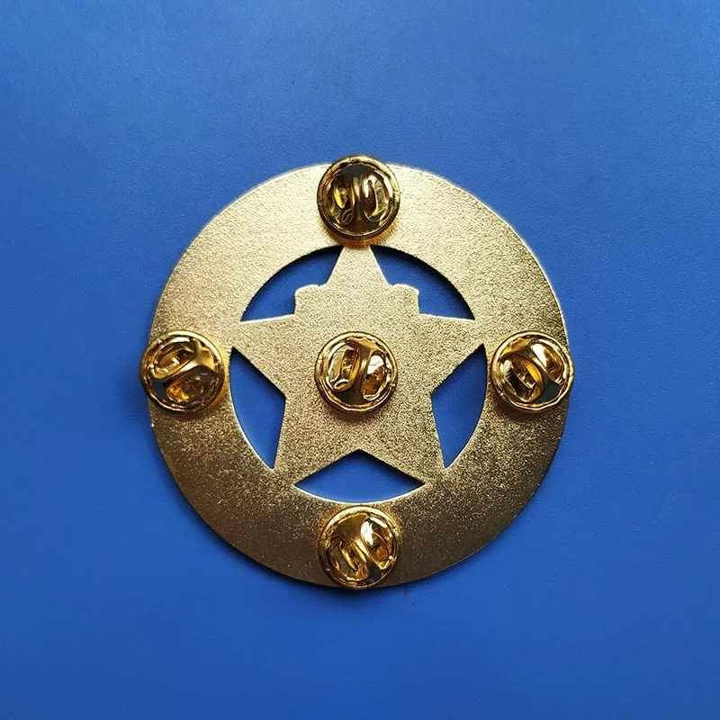 Promotional Hot Selling Custom Logo Gold Plated Star Design Badge Zinc-alloy Metal Badge with Butterfly Clutch