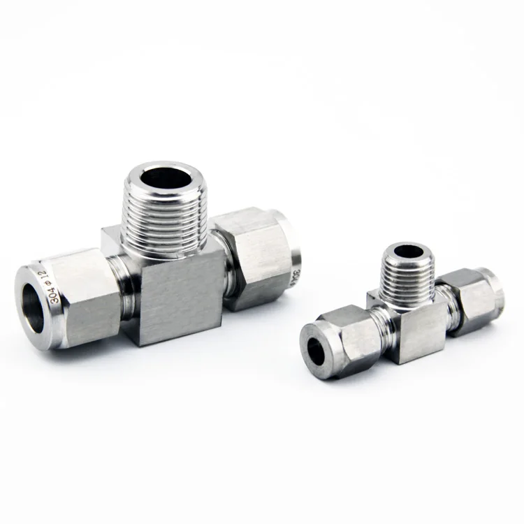 High quality Quick coupler ZG1/4-OD 10 male thread hard tube stainless steel 304 three way T type Terminal bulkhead pipe fittings