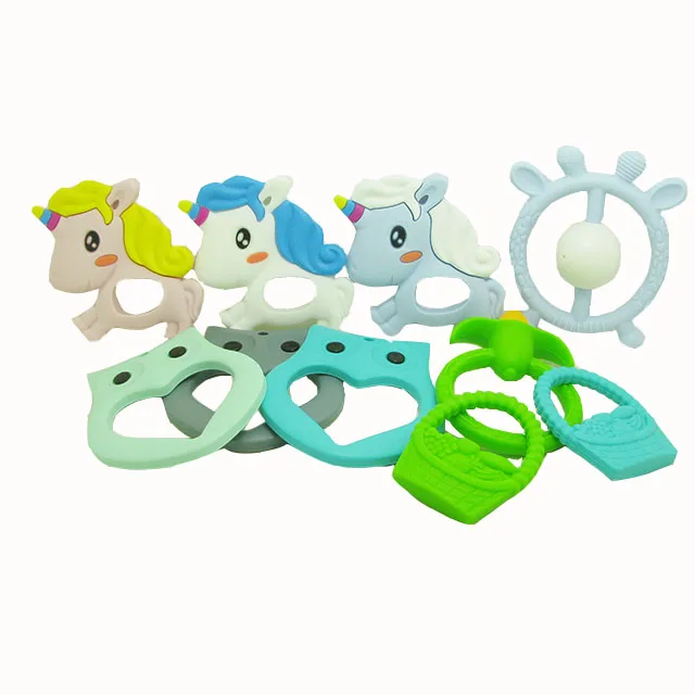 Silicone Teethers Giraffe Baby Teething Rattles Ring BPA Free Food Grade Silicone Chew Baby Teething Teeth Gift Toys