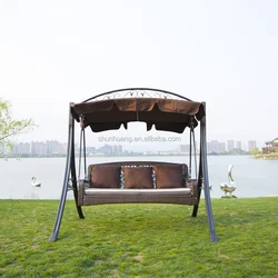 Hot selling metal rattan swing chair 3-seater for adults with canopy garden furniture