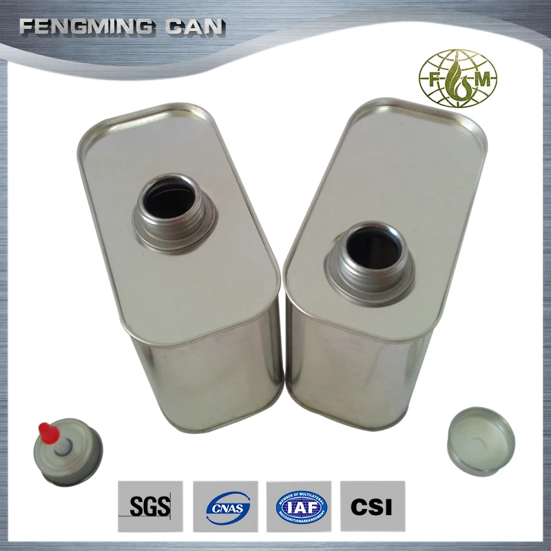 square 500ml bottle metal tin can screw top for chemical oil or glue packaging
