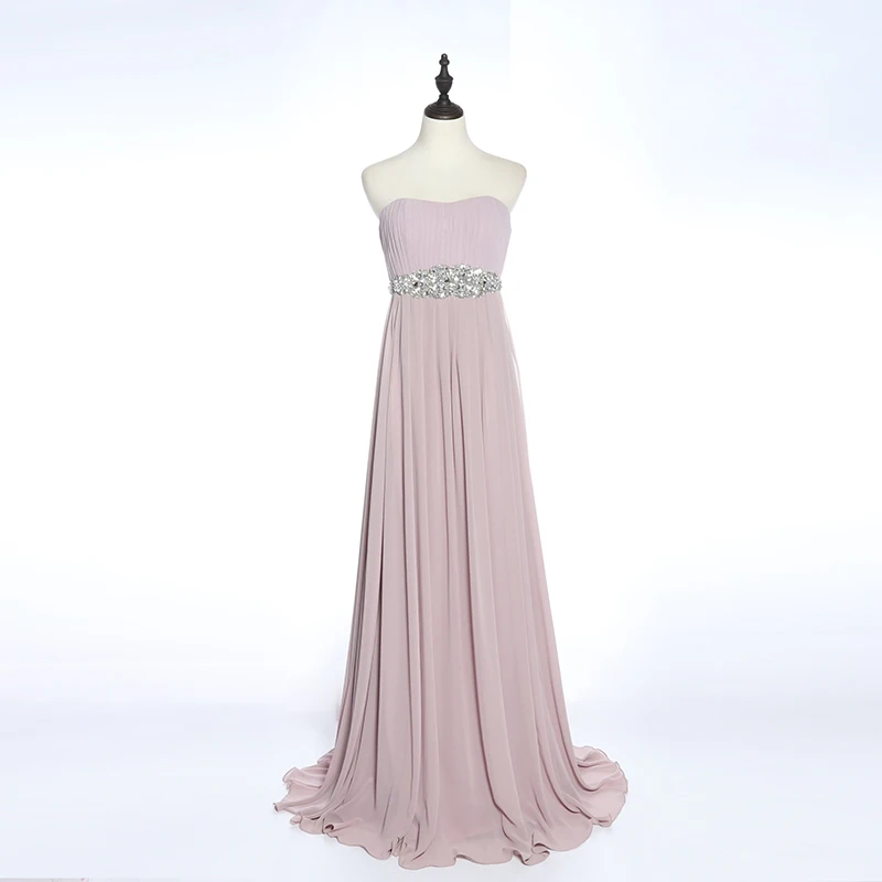
Beaded bridesmaid party dresses chiffon off shoulder evening dress peach color 