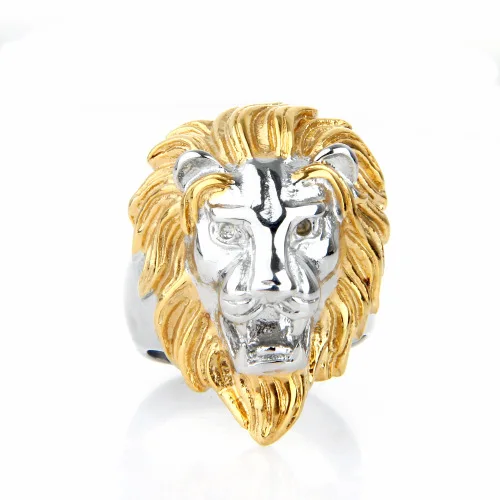 Hot Sell Classical Stainless Steel Men Ring Animal Head Lion Ring