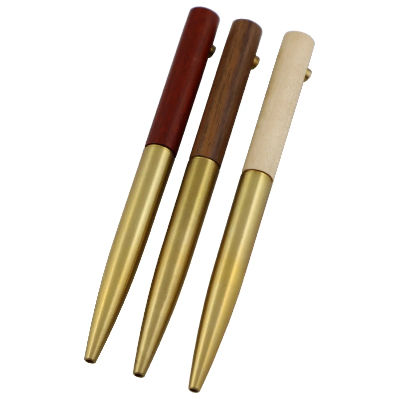Asian Wood Engraving Pen Groove Taiwan Classic Semi-metallic Timber Pens Lathe Woodturning Brass Ball Pen With Nipple