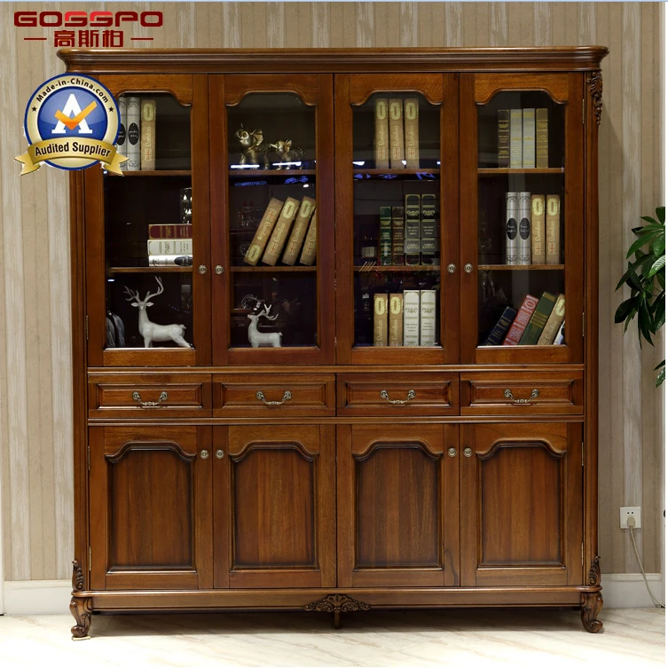 Classic Design Bookcase Furniture With Antique Painting