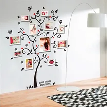 New Chic Black Family Photo Frame Tree Butterfly Flower Heart Wall Sticker Living room Decor Room Decals