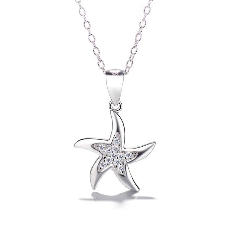 925 Silver Five-Pointed Star Stud Earrings Starfish Design