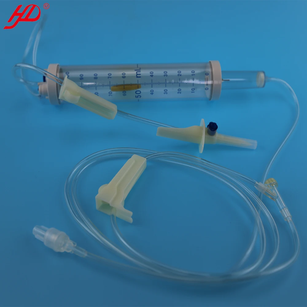 Sterile burette type infusion set for single use