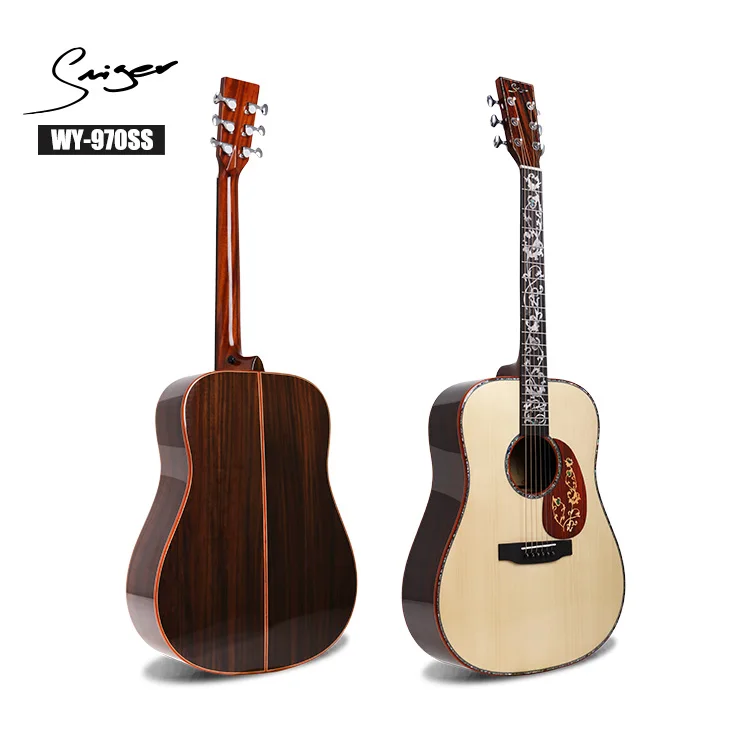 Guitar kit Solid Rosewood Mahogany inlay design neck acoustic guitar from Vines Factory