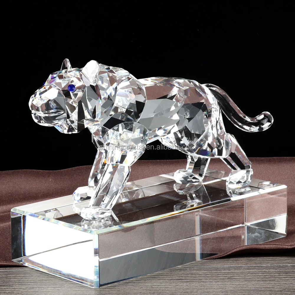 New wholesale unique crystal glass tiger figurine the chinese zodiac ornament crystal animal ornaments
