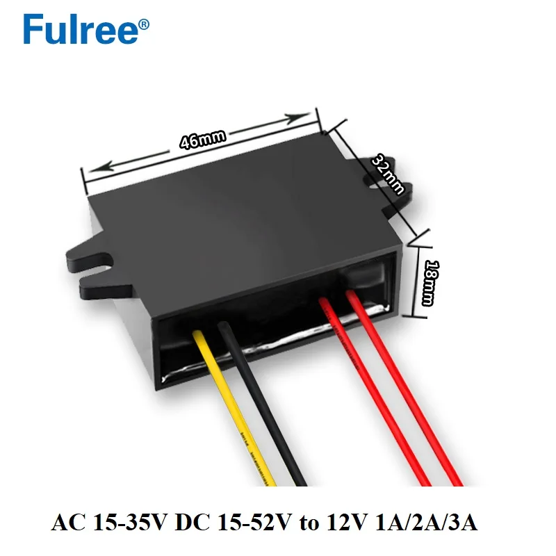 Fulree 24VAC to 12VDC Buck Converter Module, 24V AC 15-35V DC 15-52V to DC 12V Step Down Transformer