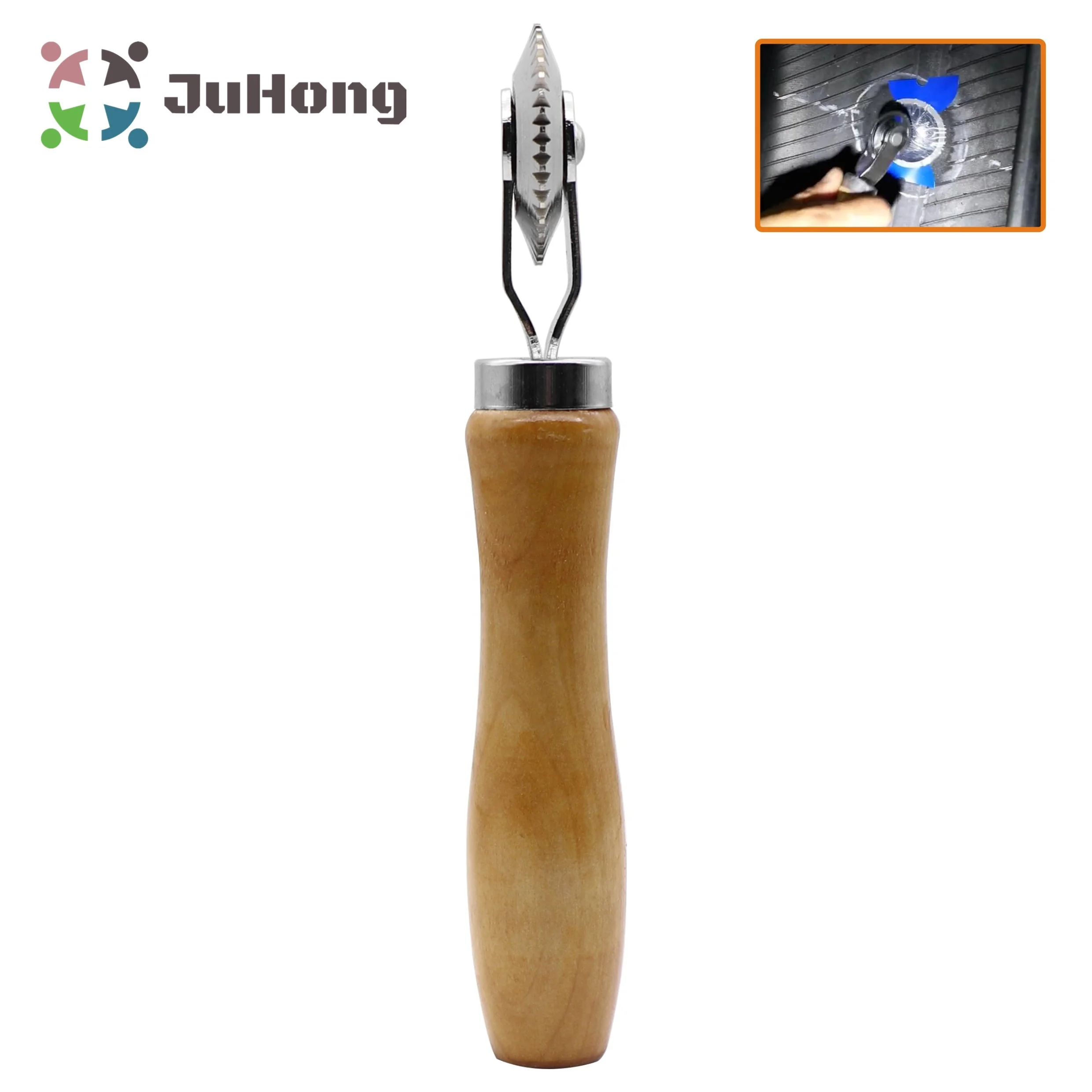 43x1mm Ball Bearing Roller Jigsaw Design Wooden Handle Stitcher Tyre Patching Tool for Garage Tire Repair Tools