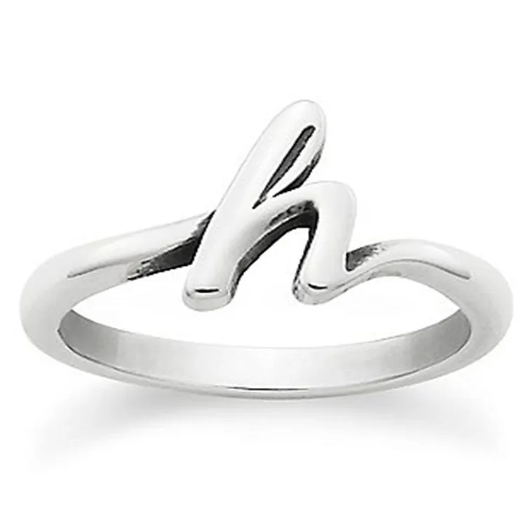 Yiwu Daochong Latest Style Real Pure Sterling Silver Alphabet Script Initial Ring