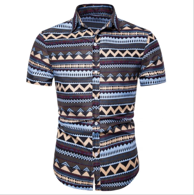 Wholesale Hawaiian High Quality Summer Beach Wear Short Sleeve Men Flower Shirt Men