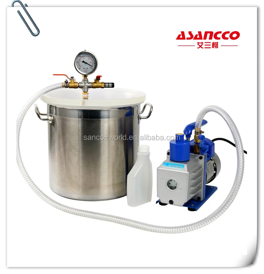 2 Gallon Vacuum Chamber + 3CFM 1/4HP Single Stage Pump to Degassing Silicone Kit