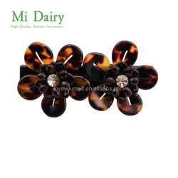 MiDairy Wholesale Flower Hair Clips Tortoise Shell Barrette Making Supplies With Crystal Hande Made
