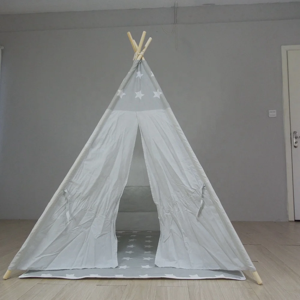 
Kids teepee tent stars tent house resort tent for children castle Cotton Canvas with mat 