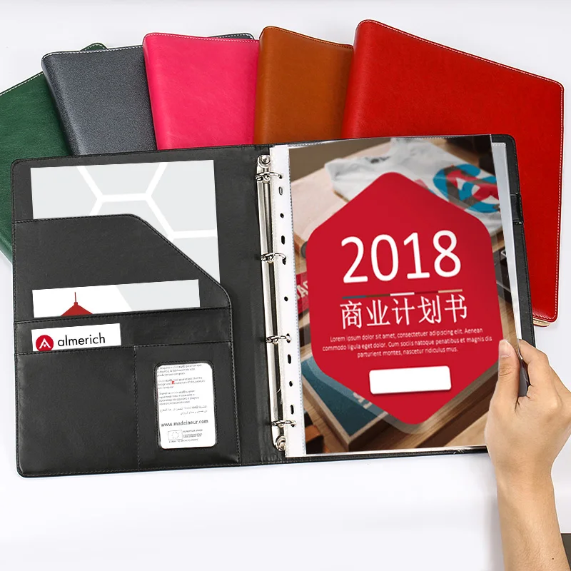 Executive file folder A4 leather loose-leaf clipboard business meeting sales file folder with pocket