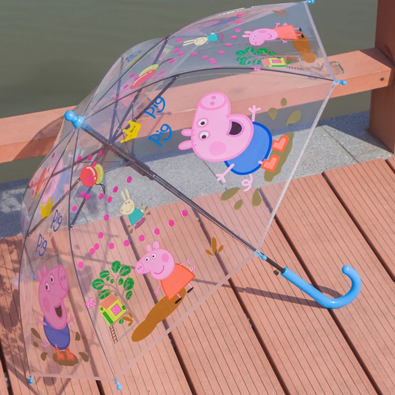 Peppa Свинья Мультфильм Начальная Школа Студенты Прозрачный Зонтик Детей