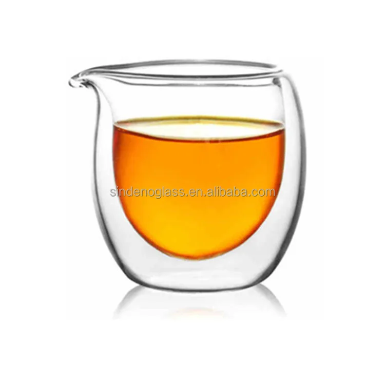 Glass Gong Fu Tea  Cha Hai Serving Pitcher Double Wall Glass Cup