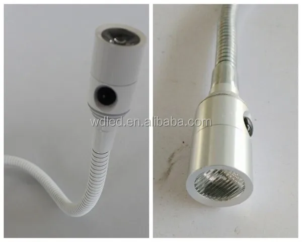 1W LED HOTEL BEDSIDE GOOSENECK WALL READING LAMP WITH PLUG