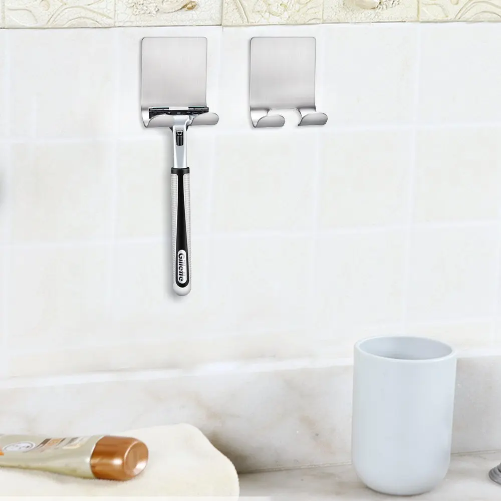 
HONVEY Trade Assurance 304 Stainless Steel Shaver Holder Adhesive Wall Towel Robe Hook 