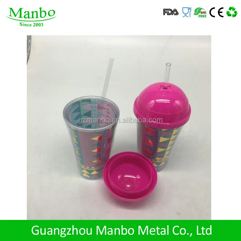 
Eco-friendly BPA Free Plastic Straw Cup Hard Plastic Cup With Lid And Straw 
