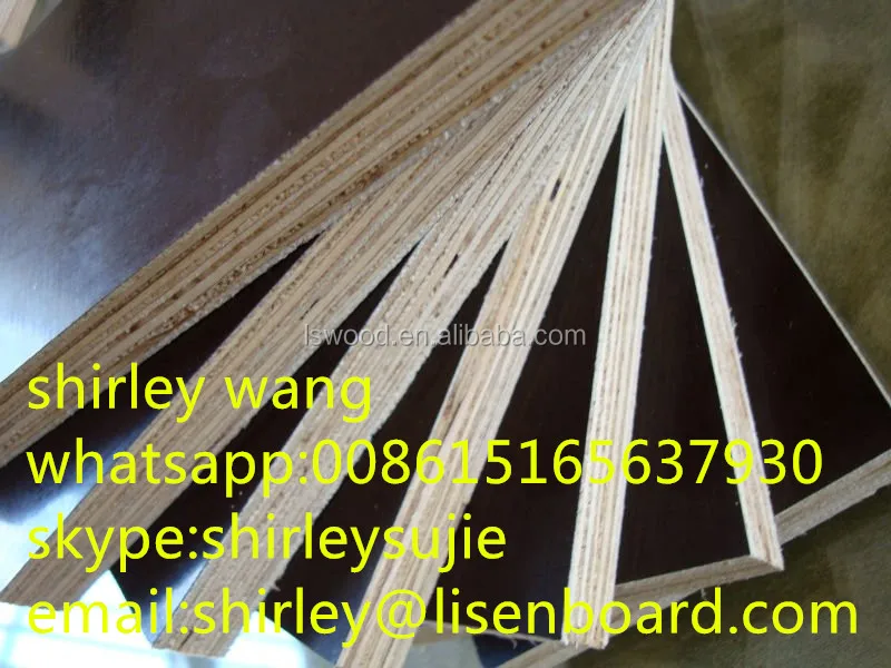 film face plywood Construction playwood/ 18mm formwork plywood film POPLAR wood POPLAR  18mm Black Color laminated plywood