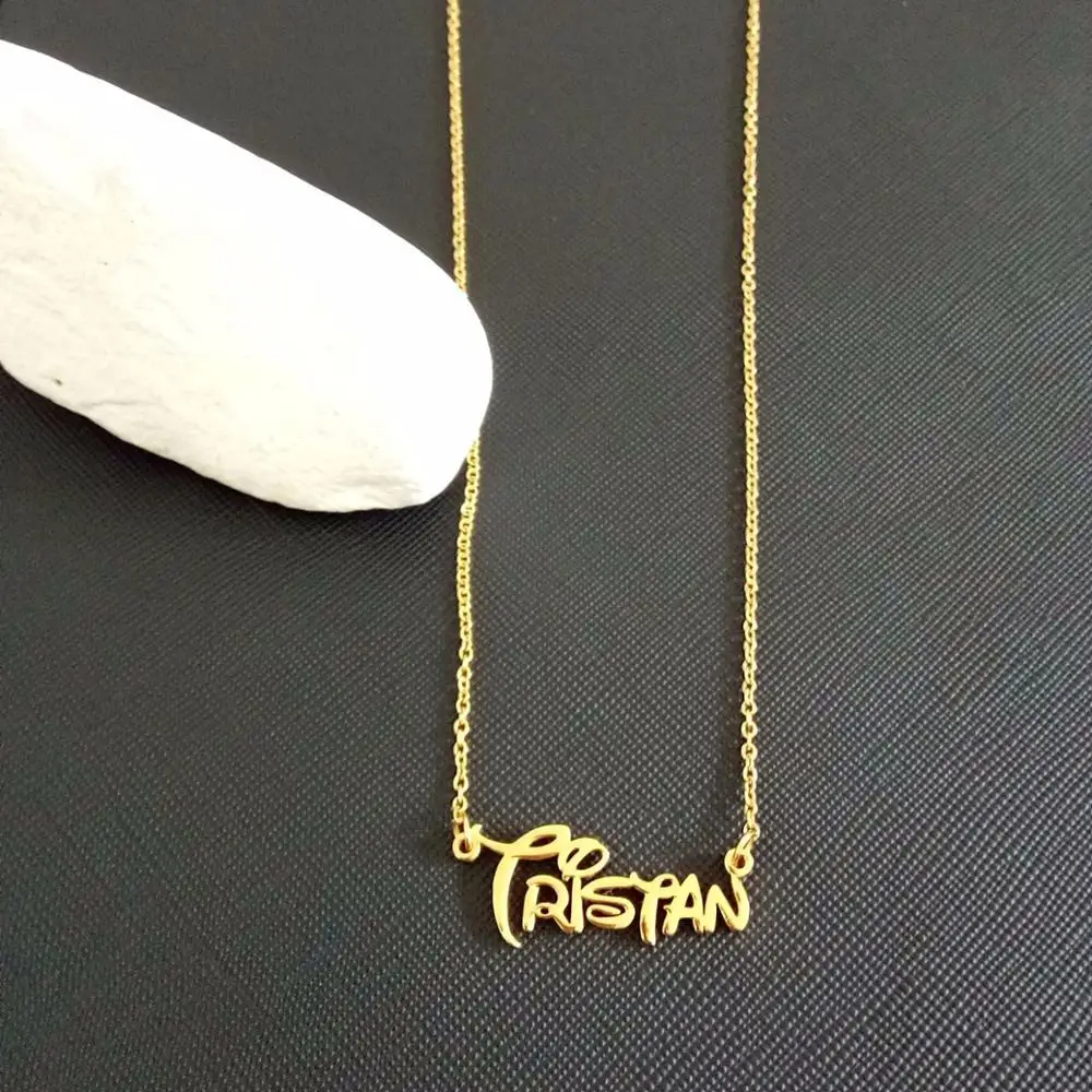 Stainless steel chain necklace name necklace personalized gold pendant