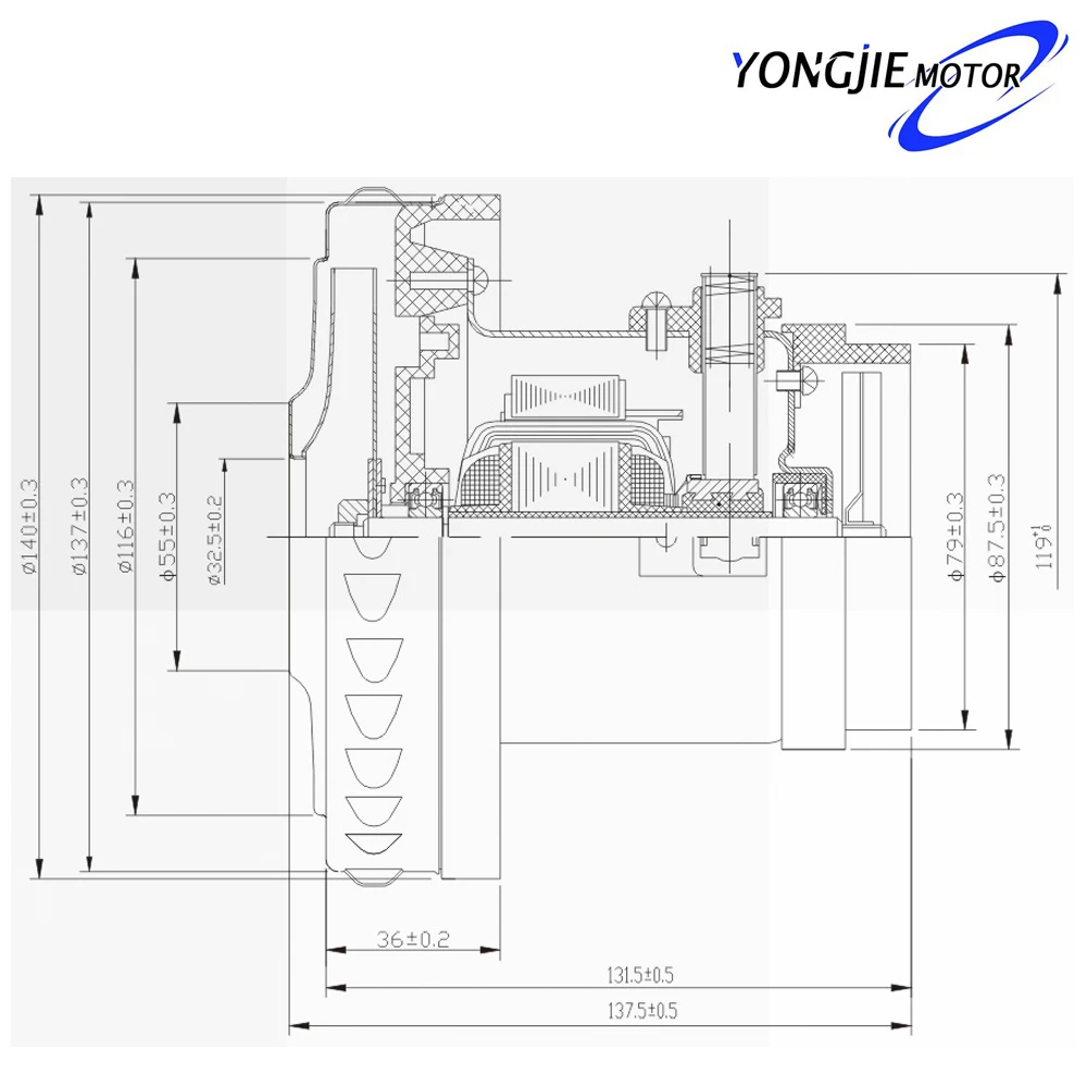 V2J-DW-PC22 1200 Вт мотор для пылесоса сухой и влажной уборки 50/60 Гц высококачественный