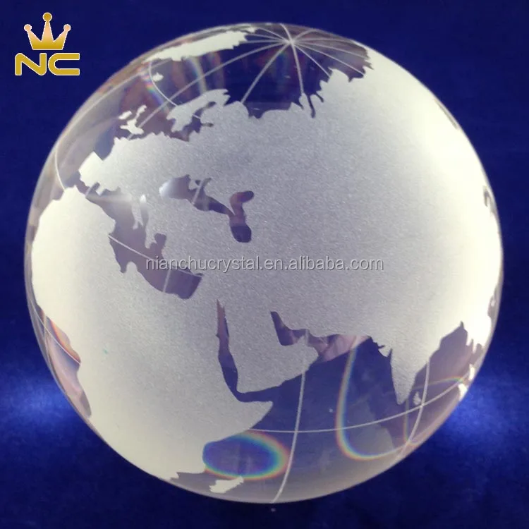 Decorative Round Ball Shaped Clear Glass World Globe Crystal Earth Globe