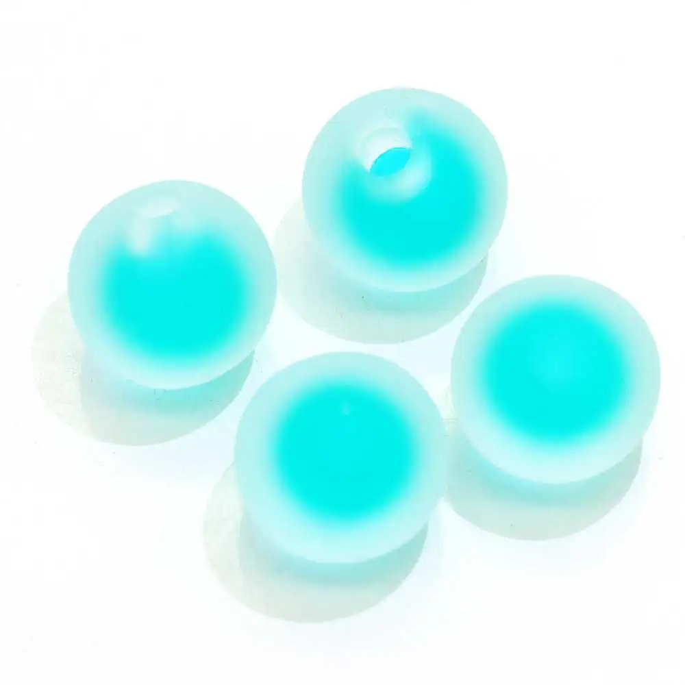 China Yiwu 16mm  Acrylic Round Frosted Matte Transparent Bead Colorful Double Inner Bead 3mm Hole
