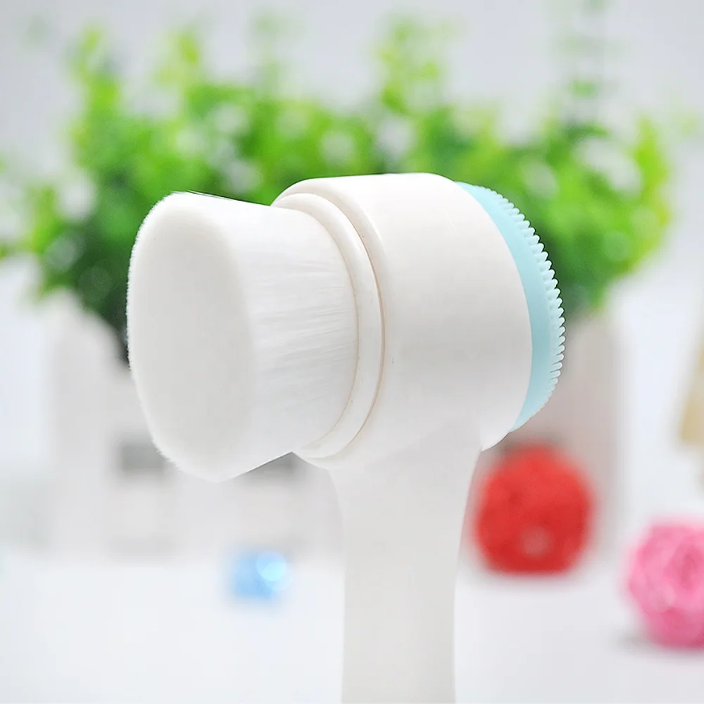 Wholesale Face Wash Cleaner Body Scrub Cleaning blackhead 3D Double Head Facial Cleansing Brush