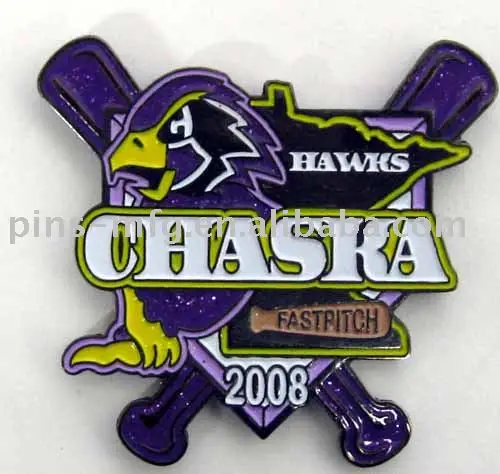 Рекламный подарок, изготовленные на заказ бейсбольные булавки из цинкового сплава с блестками