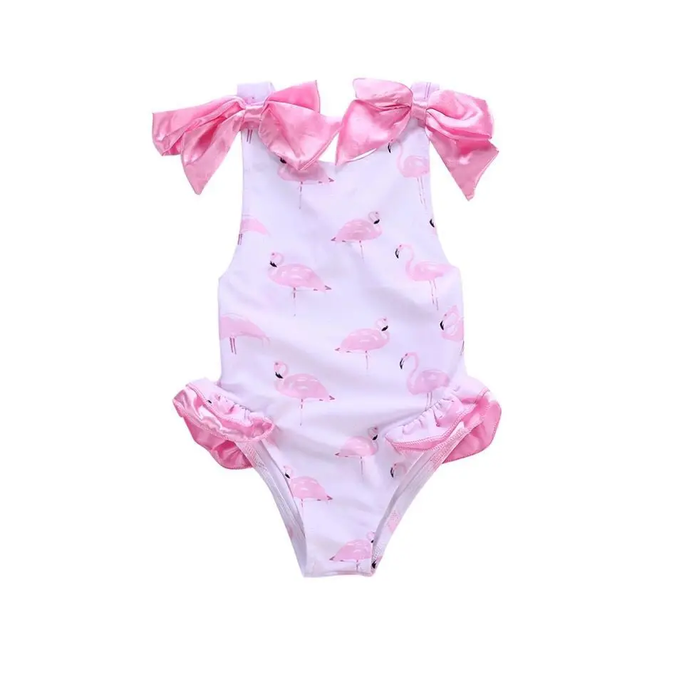 
2019 Baby Girls Beautiful Swimming Wear Suits Lovely Flamingo Ice crea Bear Print Swimsuits Brand Design Child Fashion Swimwear 