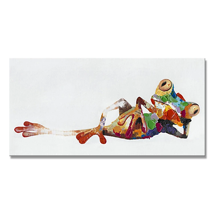Wholesale modern animal picture canvas wall art of relax frog oil painting
