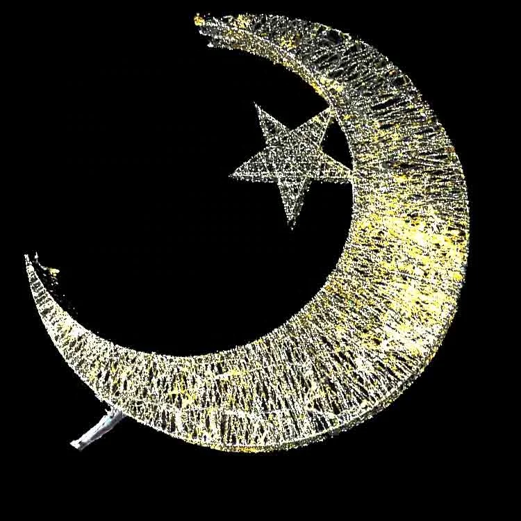 Battery Operated Warm White Gold Moon and Star Shaped Christmas Light Decoration