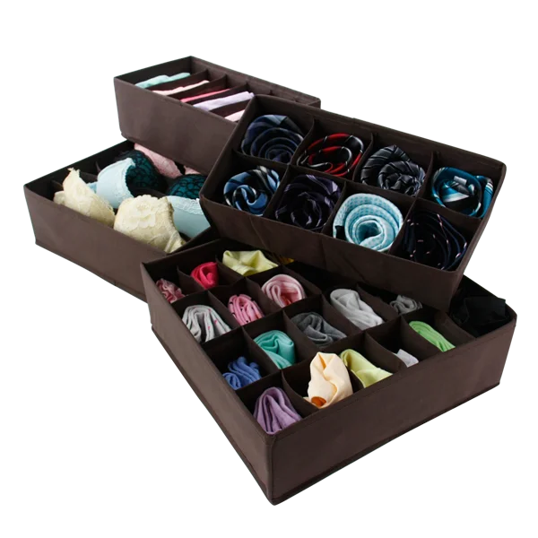 Best quality Durable 24 Cell 6 tiers Wardrobe Bra Underwear Organizer Storage Box Bamboo Ties Box Closet Divider Drawer